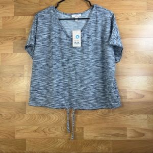 COMO Vintage Large V-neck Short sleeve cropped top w/a bottom tie